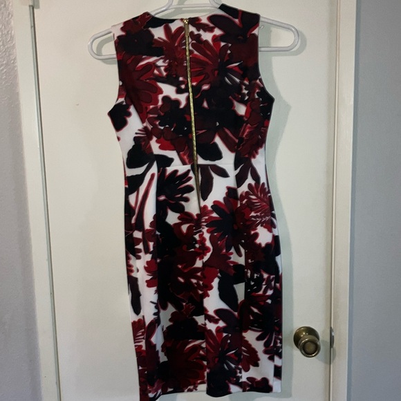 Calvin Klein Red and Black Sheath Dress Sleeveless Crew Neck Midi - Picture 3 of 5